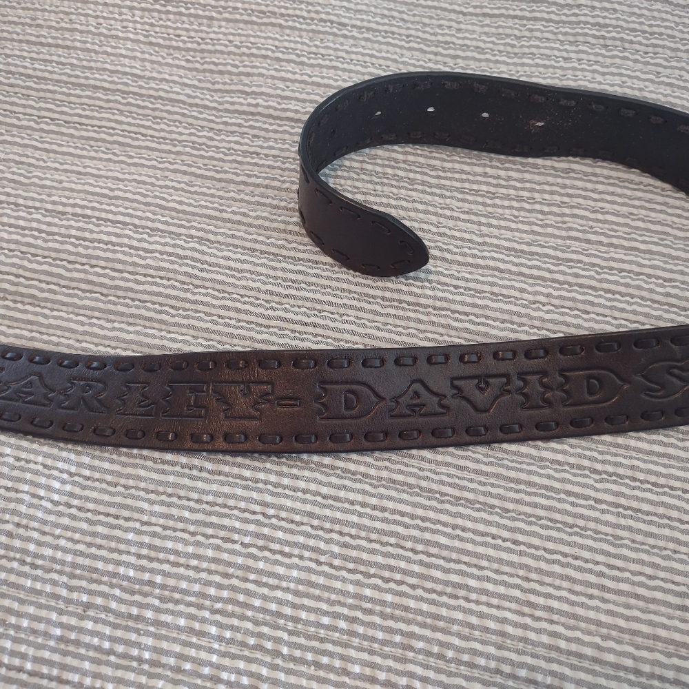 Harley-Davidson Laser-Etched Leather Belt, sz 36 (Ready for belt buckle)